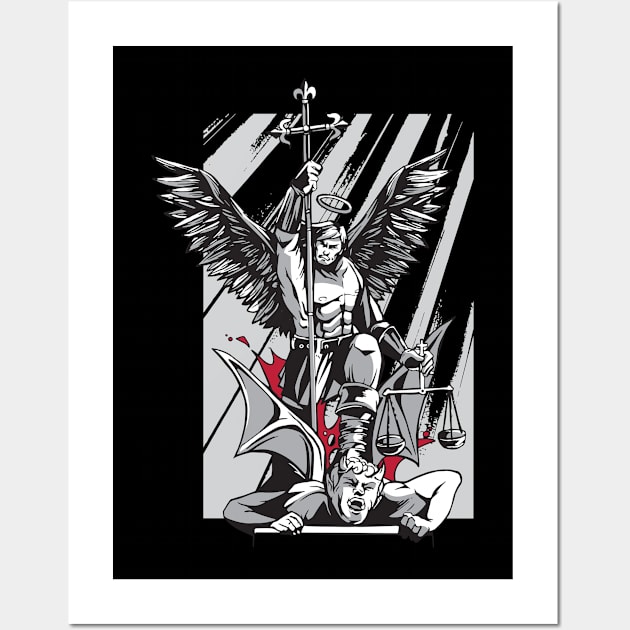 Saint Michael Fighting Against The Evil Wall Art by JFDesign123